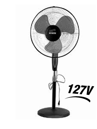 AR0898  VENTILADOR 127V / 45W 16’’ 66X16mm PEDESTRAL/  COLUNA 130CM PRETO E CINZA 3V 3P 127V